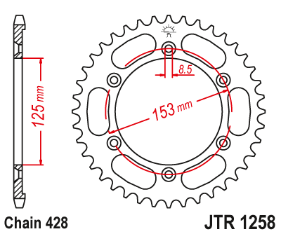 JT SPROCKETS JTR1258.54 (JD19, 454754jt)